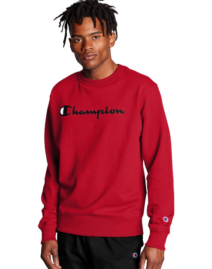 Sudadera Champion Hombre - Powerblend Crew Script Logo ( Rojas ) 0627183-WC